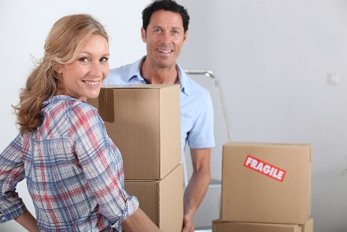 Moving truck and packing boxes for a Kensal Green relocation